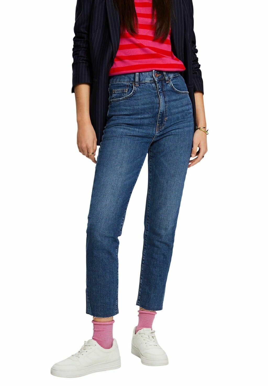 

Джинсы прямые SUPER-RISE-MIT AUSGEFRANSTEM SAUM edc by Esprit, цвет blue dark washed