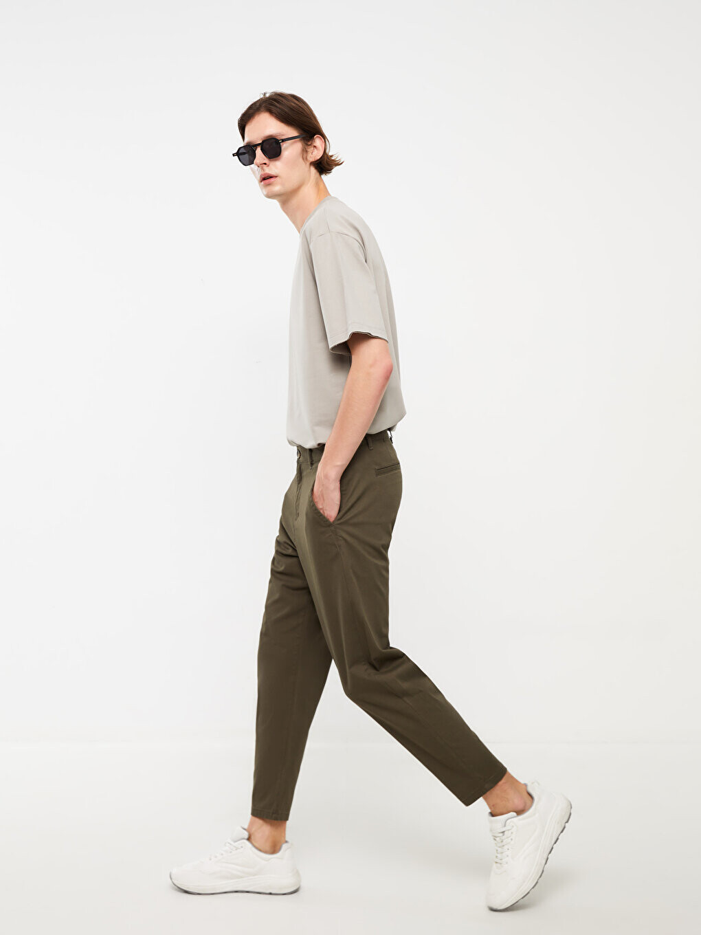 

Удобные мужские брюки из габардина LCW Casual, темный хаки
