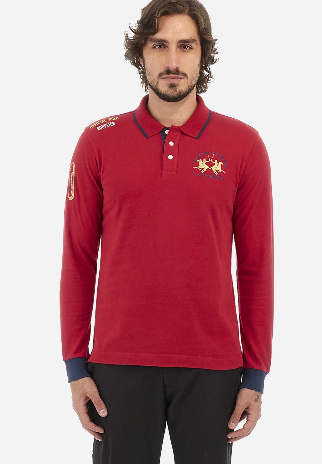 Рубашка поло Long-Sleeved Polo Shirt La Martina, цвет barbados cherry
