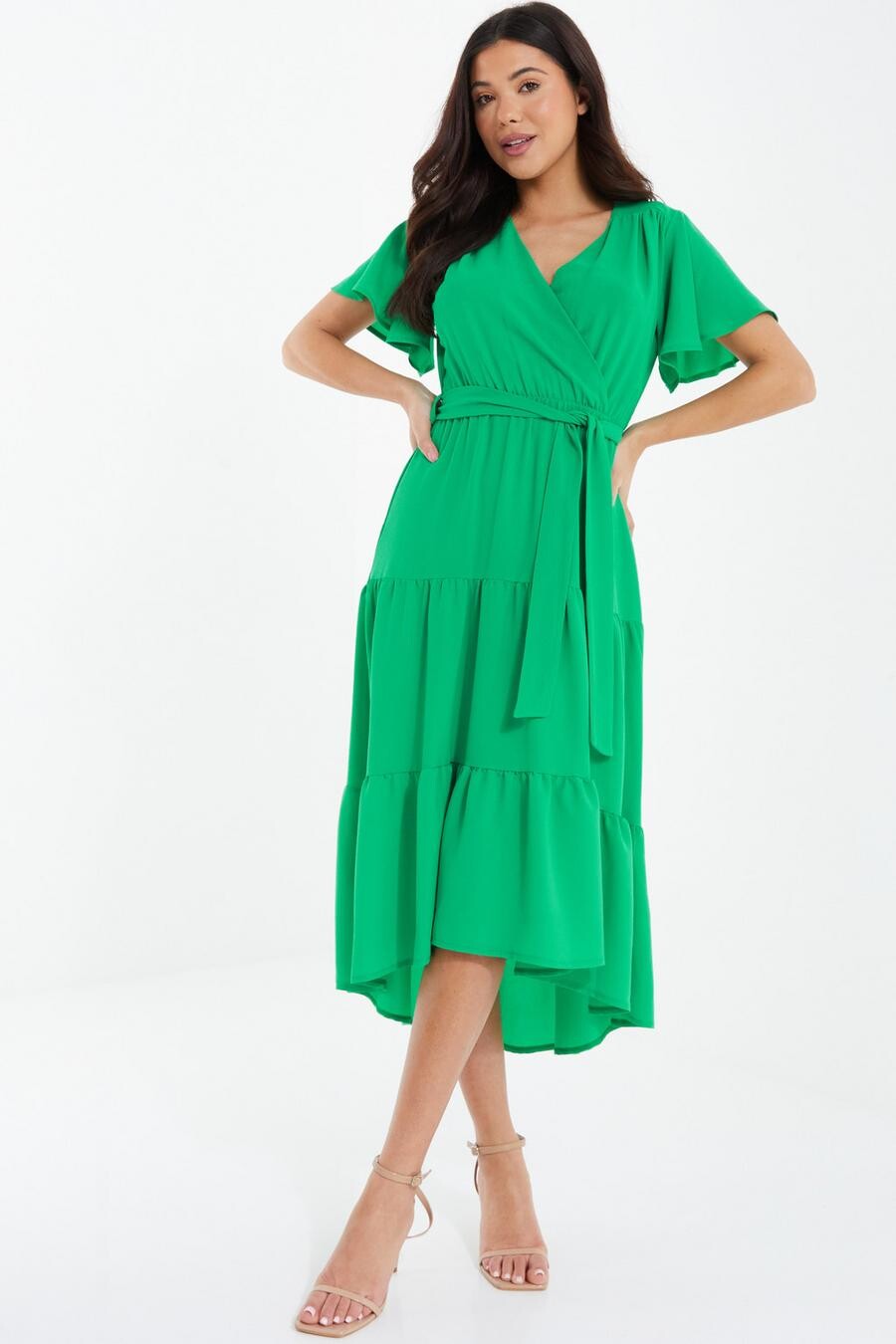 

Платье миди с окантовкой зеленого цвета Jade QUIZ Clothing