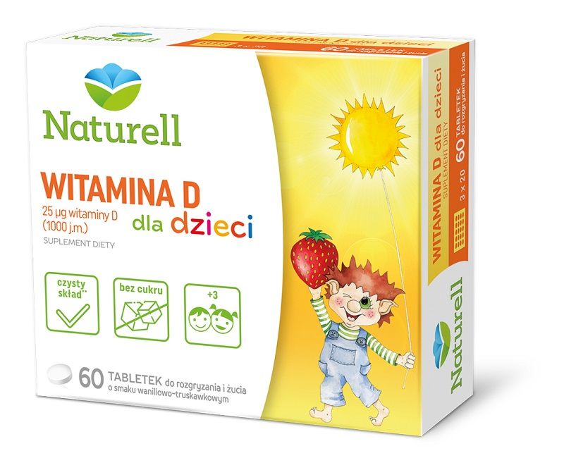 цена Витамин D3 в пастилках Naturell Witamina D Dla Dzieci, 60 шт