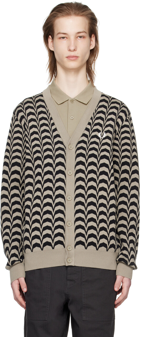 

Жаккардовый кардиган темно-серого и черного цветов Fred Perry