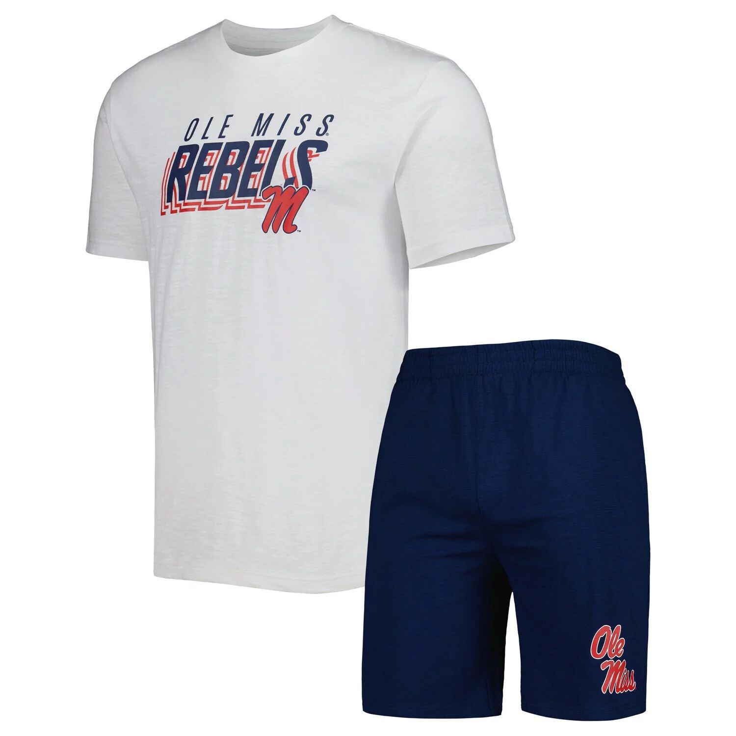 

Мужской комплект из футболки и шорт темно-синего/белого цвета Ole Miss Rebels Downfield Downfield Concepts Sport