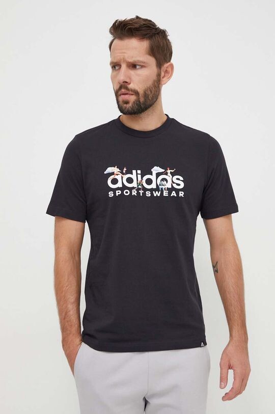 

Хлопковая футболка adidas, черный