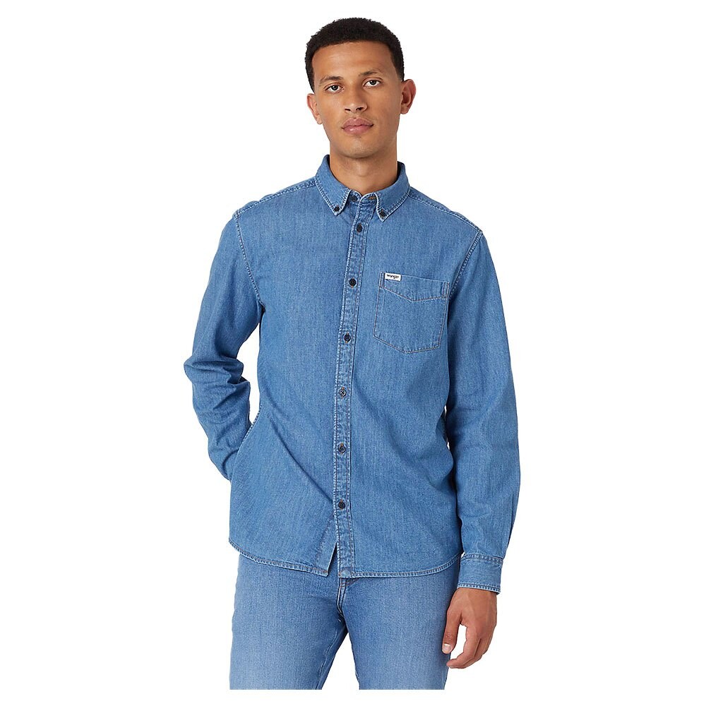 

Рубашка с длинным рукавом Wrangler 1 Pocket Down Regular Fit, синий