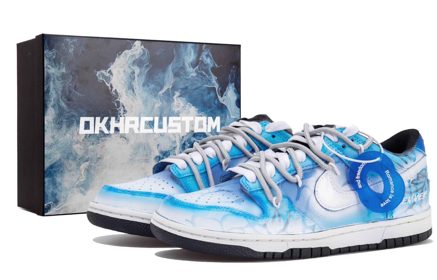

Кроссовки Nike Dunk Skateboarding Shoes Women's Low-top White/blue, белый/синий