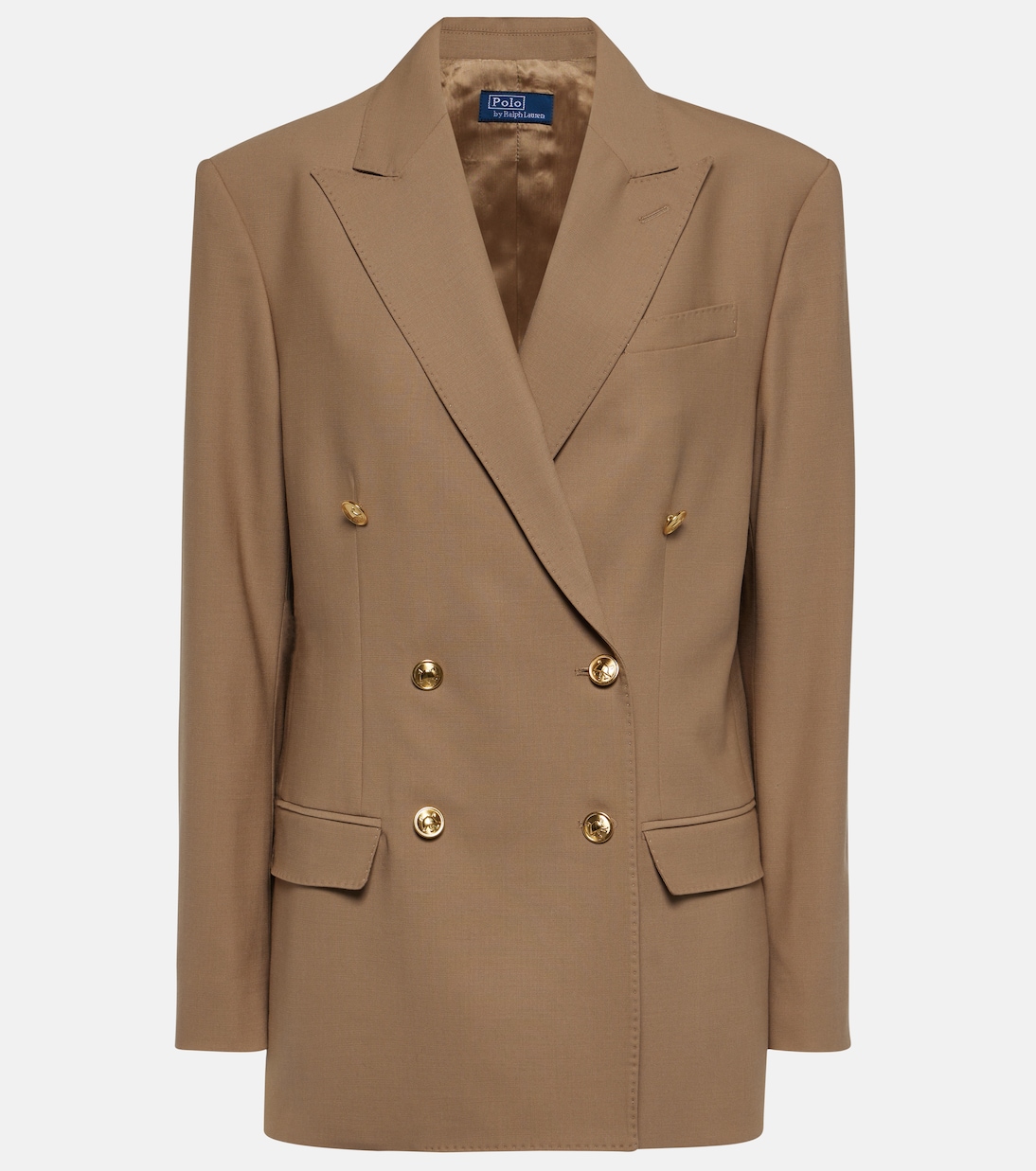 Двубортный пиджак из смесовой шерсти Polo Ralph Lauren, коричневый