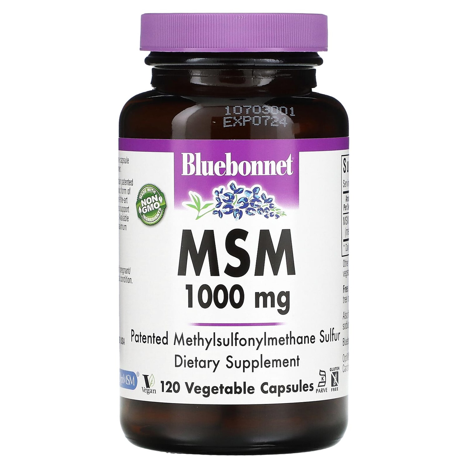 

МСМ, 1000 мг, 120 растительных капсул, Bluebonnet Nutrition