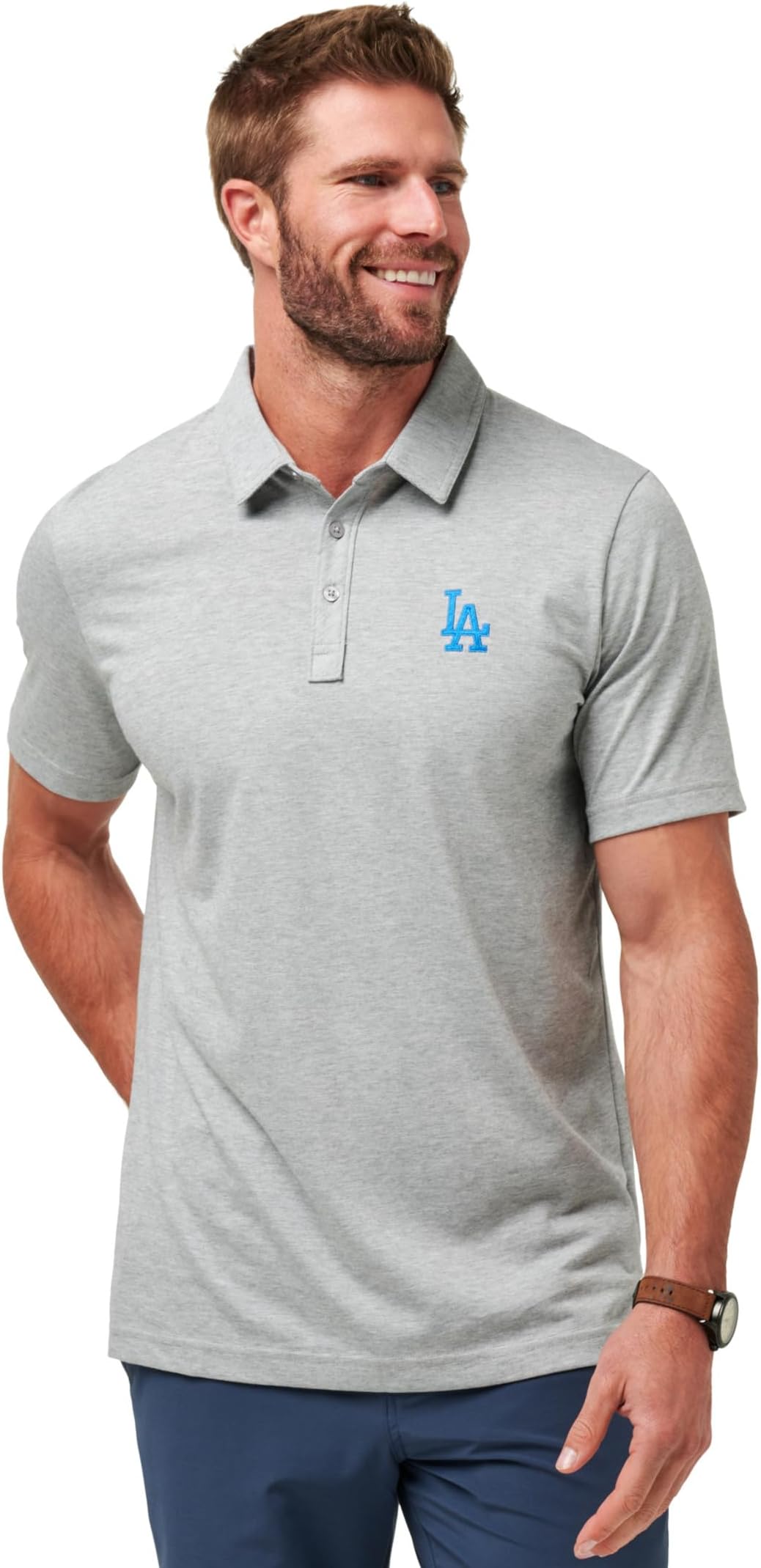 

Поло TravisMathew Los Angeles Dodgers The Zinna Polo, цвет Heather Grey