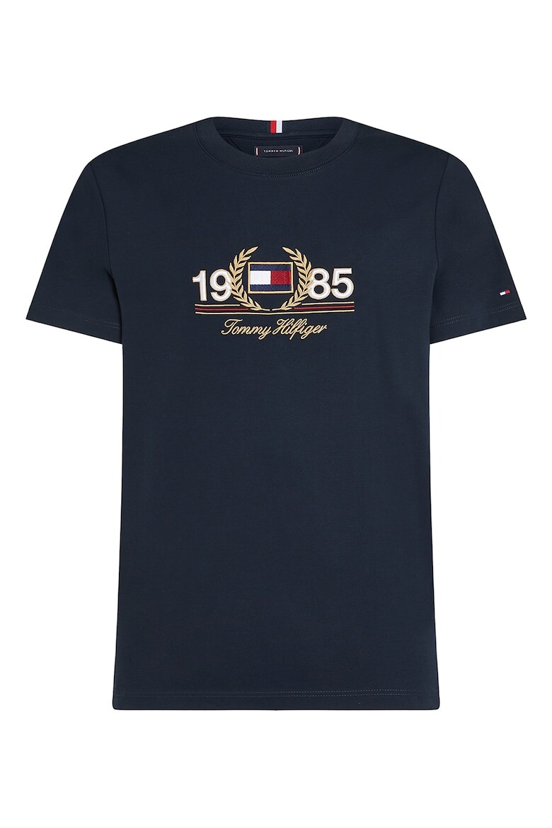 

Футболка с овальным вырезом и вышитым логотипом Tommy Hilfiger, белый