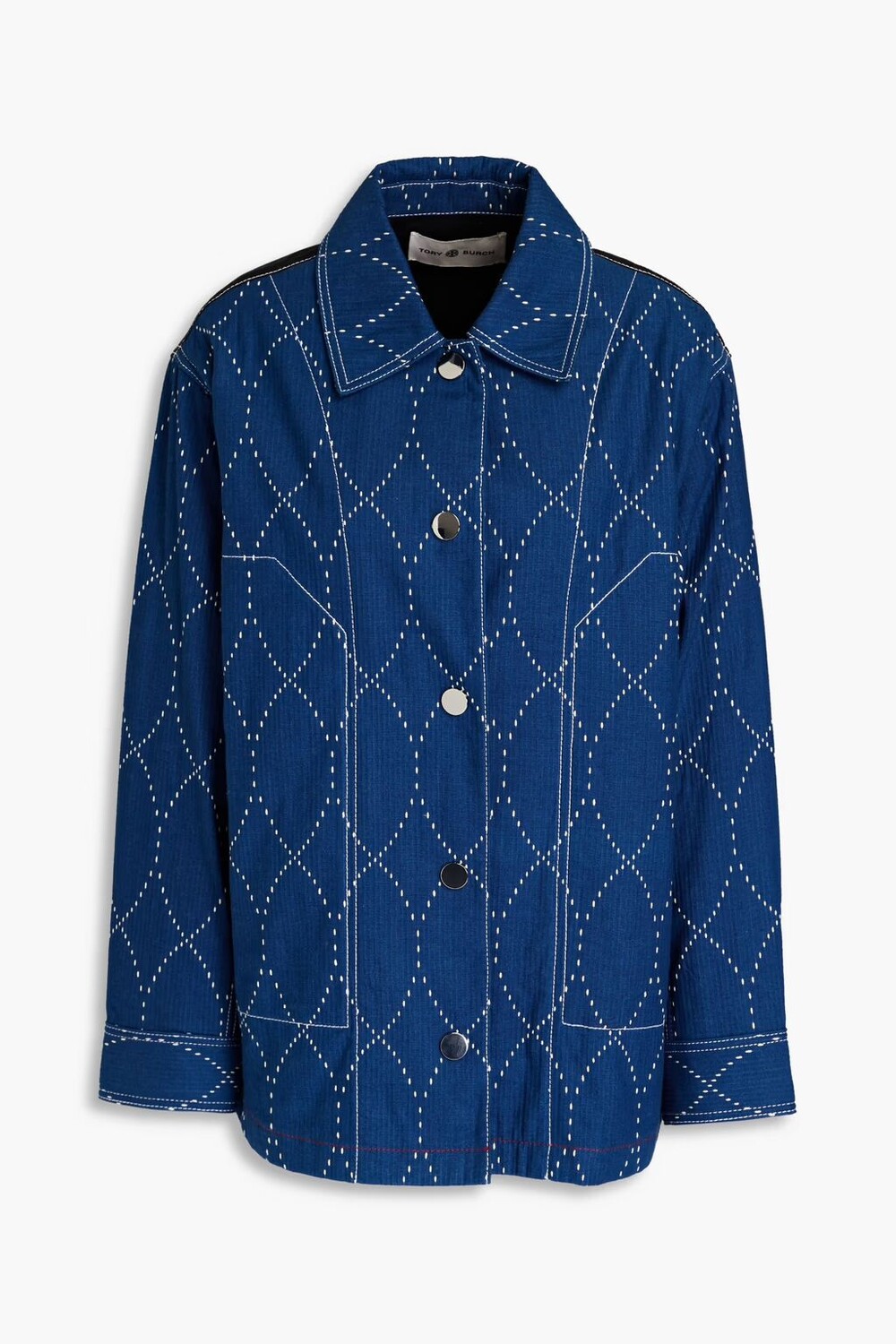 

Стеганая куртка из хлопка Tory Burch, средний деним