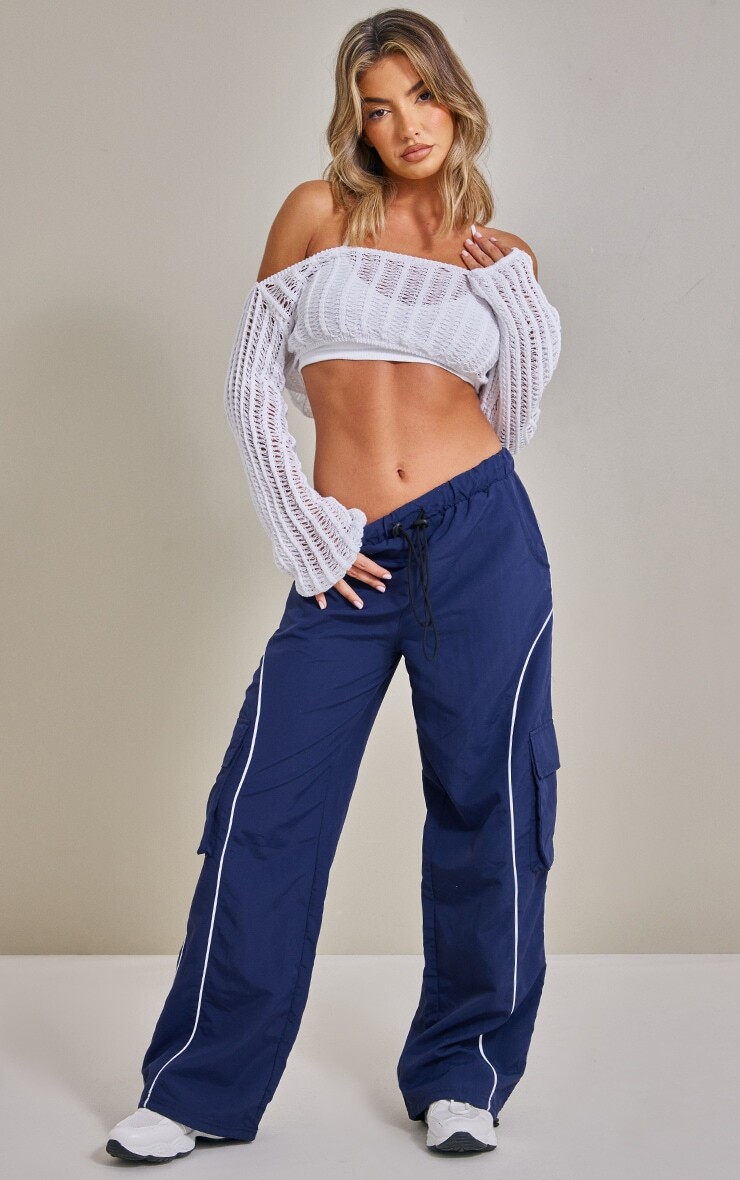 

PrettyLittleThing Темно-синяя деталь шва Toggle Waist Cargo's
