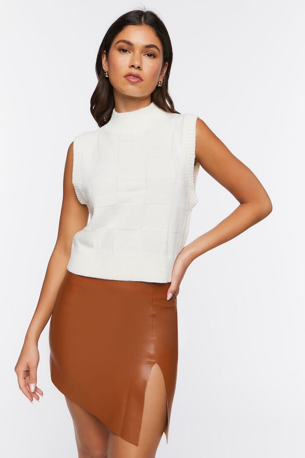 

Мини-юбка из искусственной кожи Forever 21, кэмел