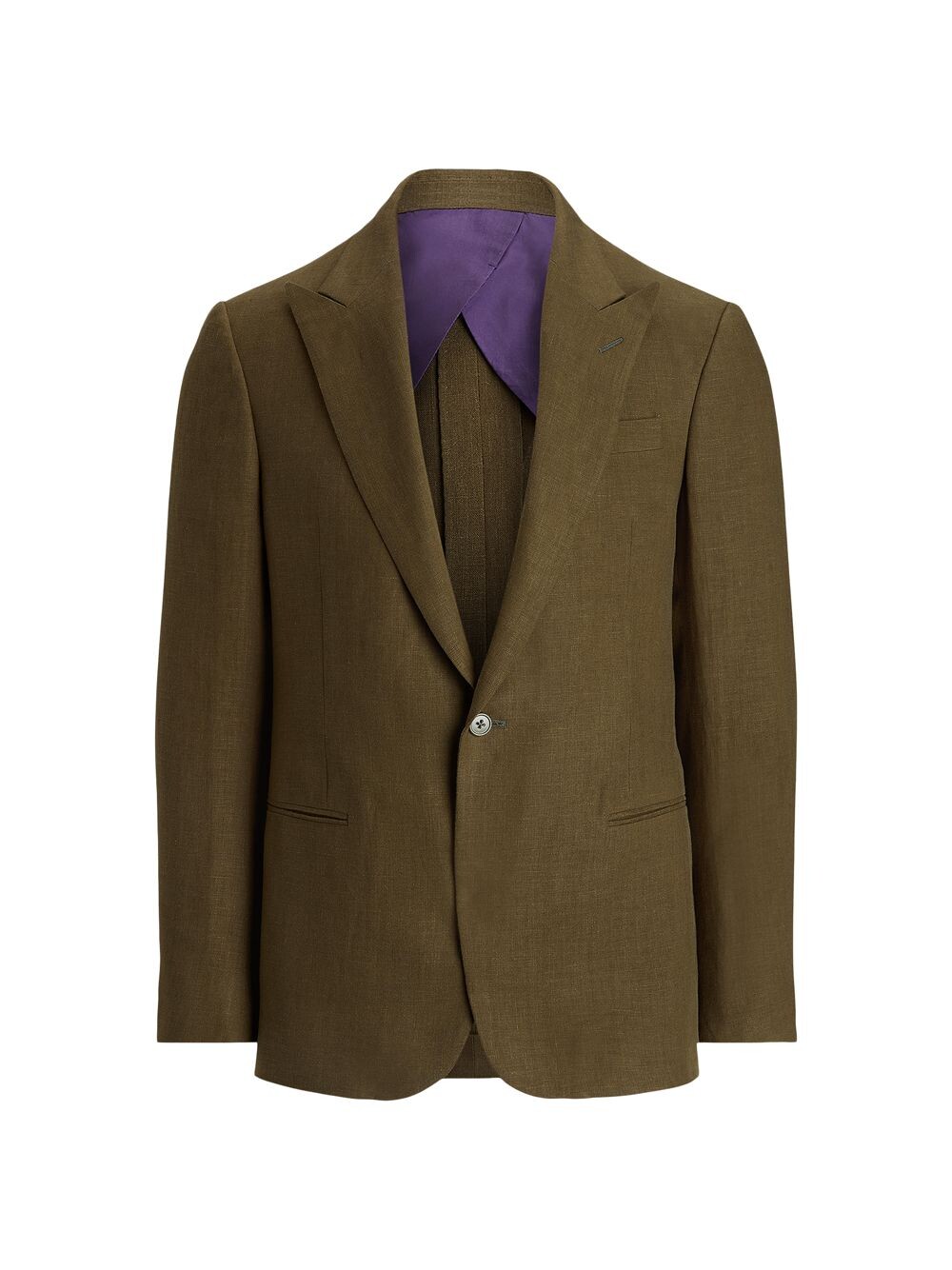 

Льняной однобортный блейзер Ralph Lauren Purple Label, оливковый
