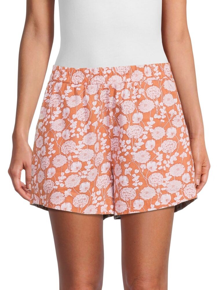 

Льняные шорты с высокой посадкой и цветочным принтом Saks Fifth Avenue, цвет Terracotta