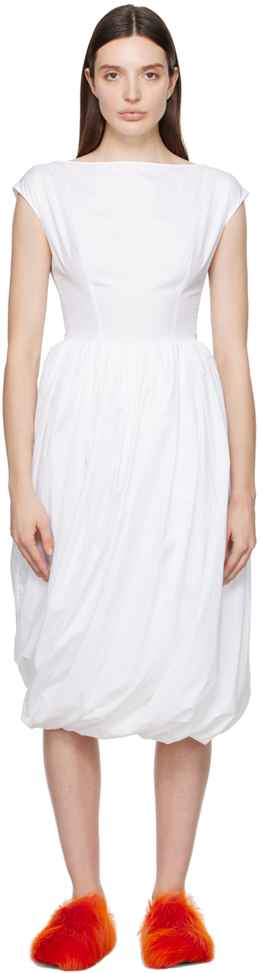 Белое платье-миди с воздушным шаром Marni цена и фото