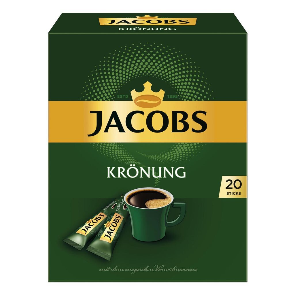 

Jacobs Krönung, кофе растворимый, порошок для розлива, 20 порций по 1,8 г, стики