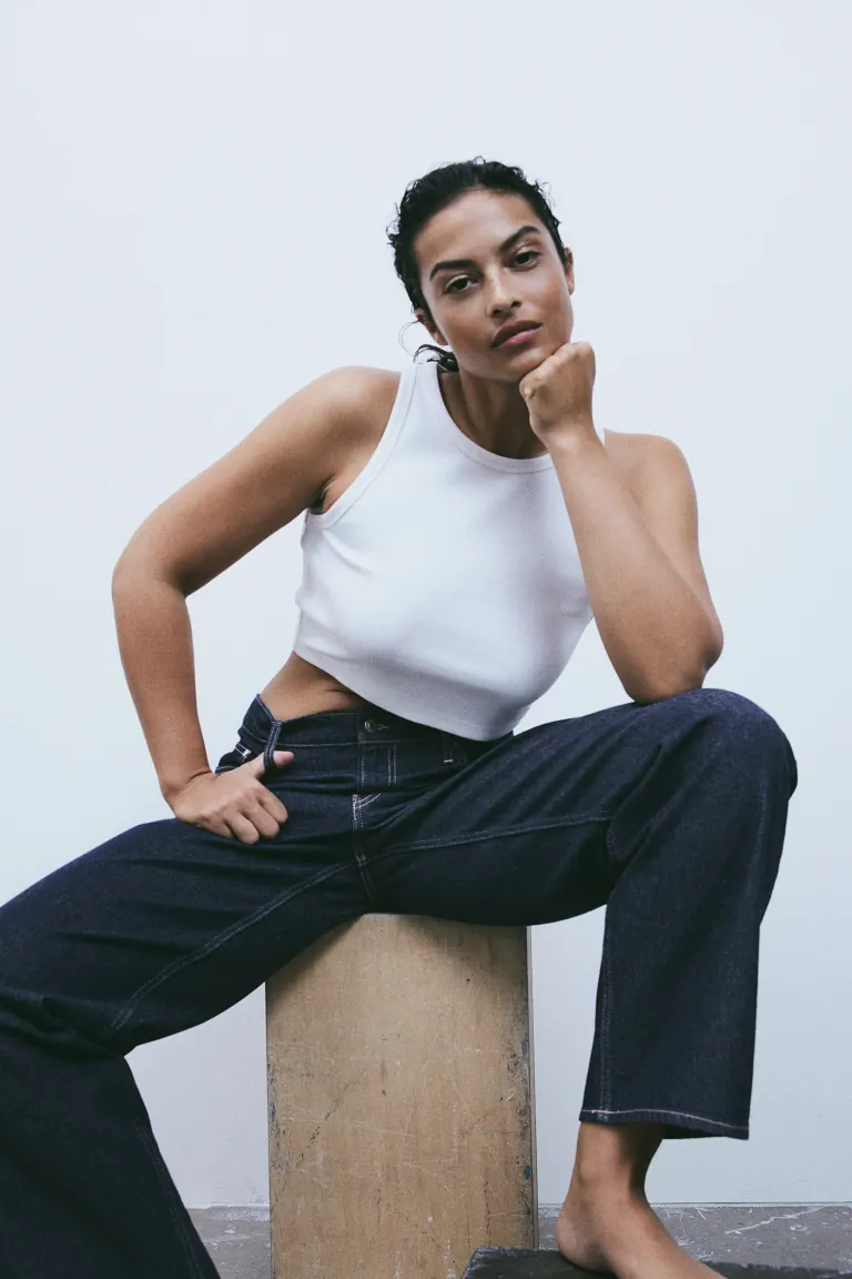 

Мешковатые низкие джинсы H&M, синий
