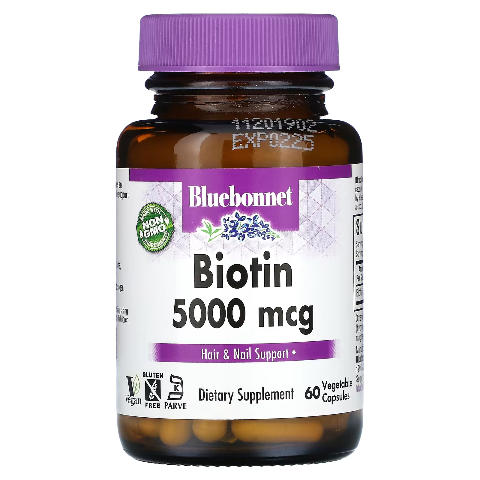 Пищевая добавка Bluebonnet Биотин, 60 капсул пищевая добавка country life биотин 60 капсул