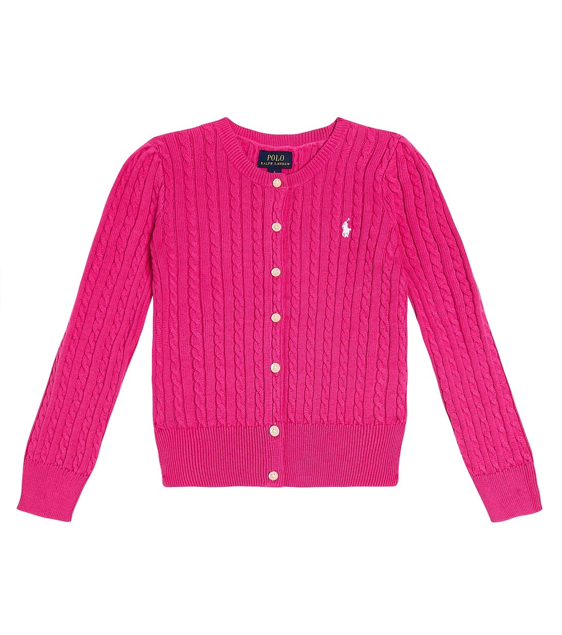 

Хлопковый кардиган косой вязки Polo Ralph Lauren Kids, розовый