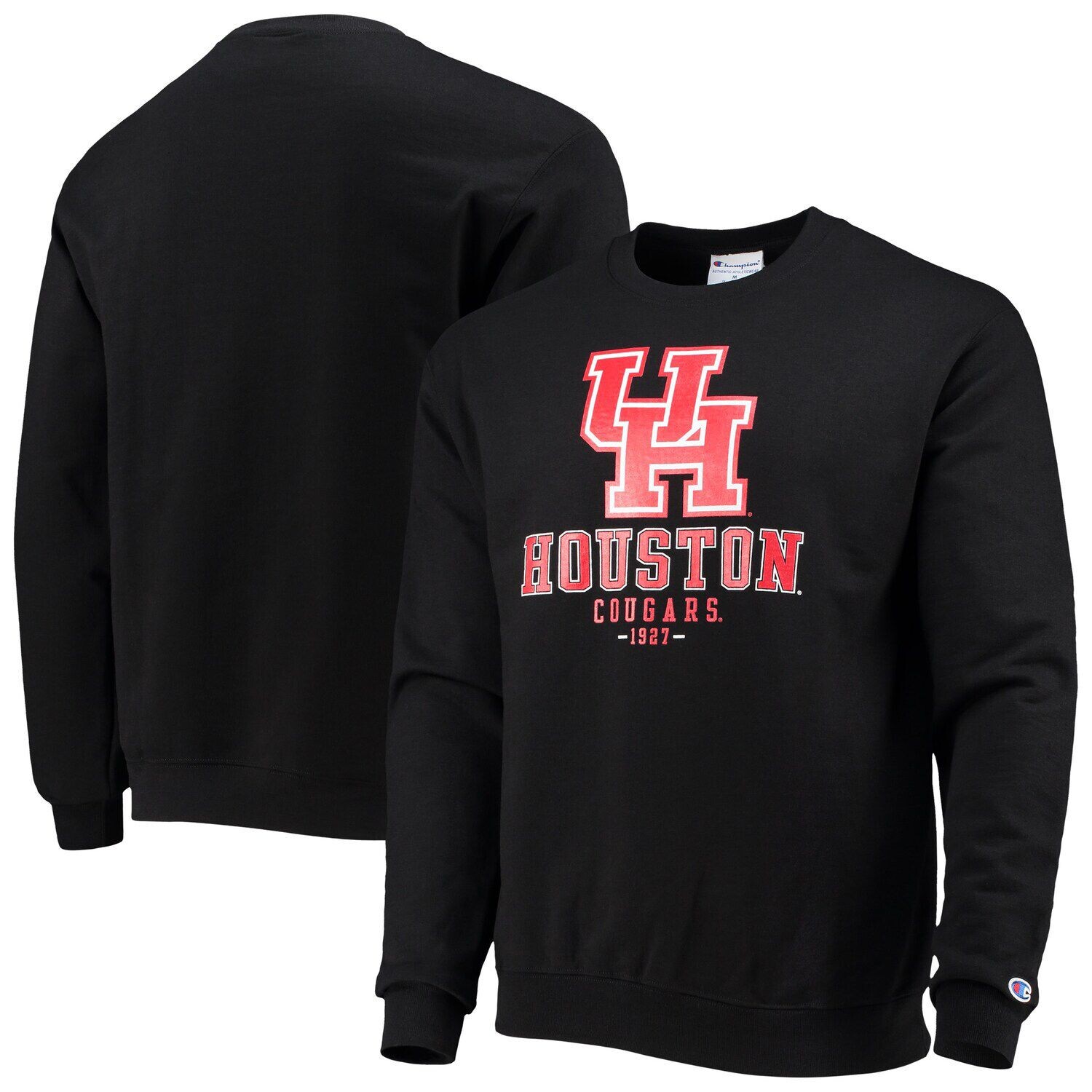 

Мужской черный пуловер-толстовка Champion Houston Cougars Team Stack Powerblend