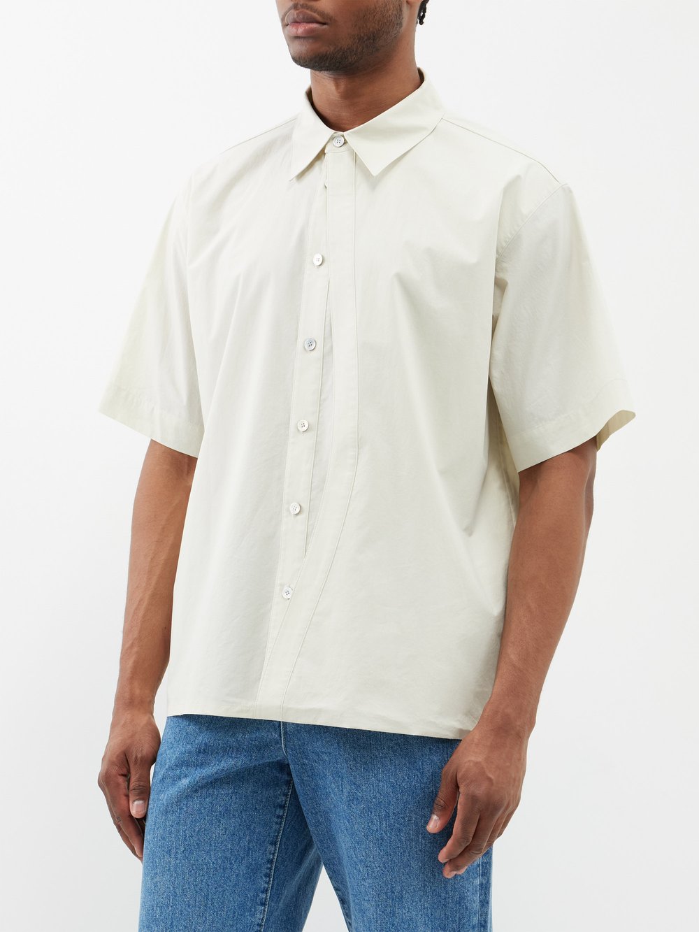 Рубашка из хлопкового поплина с многослойной планкой Le17Septembre, белый цена и фото