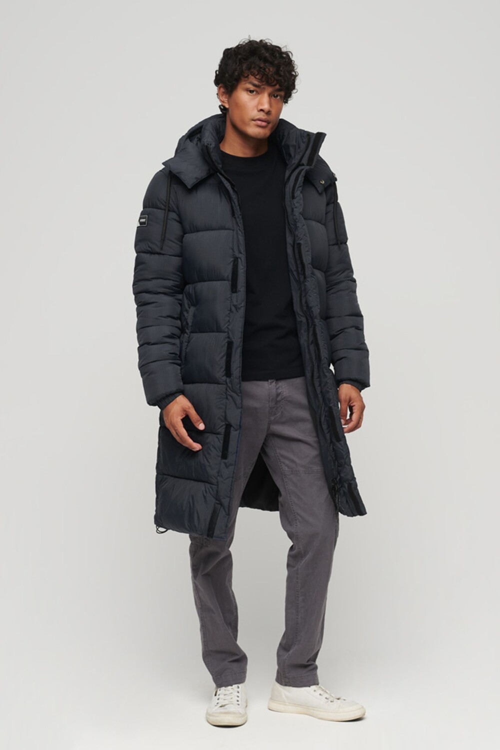 

Пуховик длинного кроя Superdry, синий