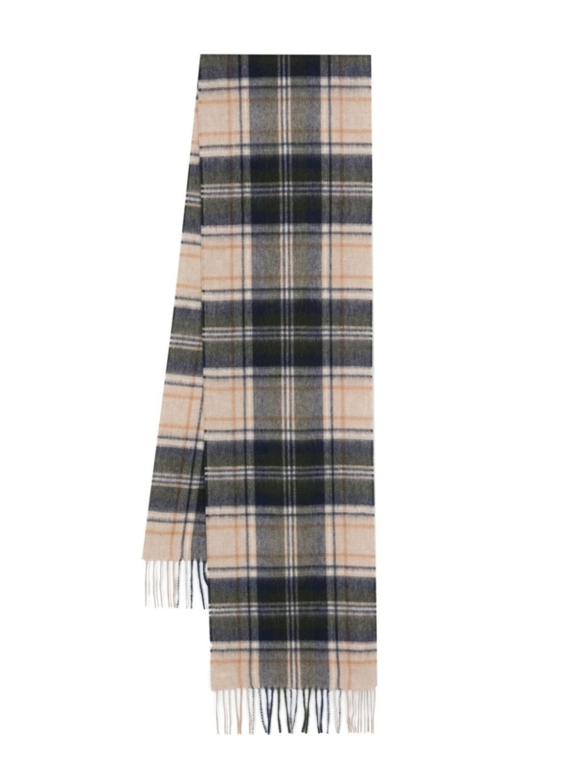 

Barbour шарф в клетку тартан с бахромой, нейтральный цвет
