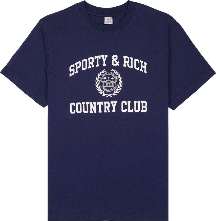 

Футболка Sporty & Rich Varsity Crest 'Navy', синий