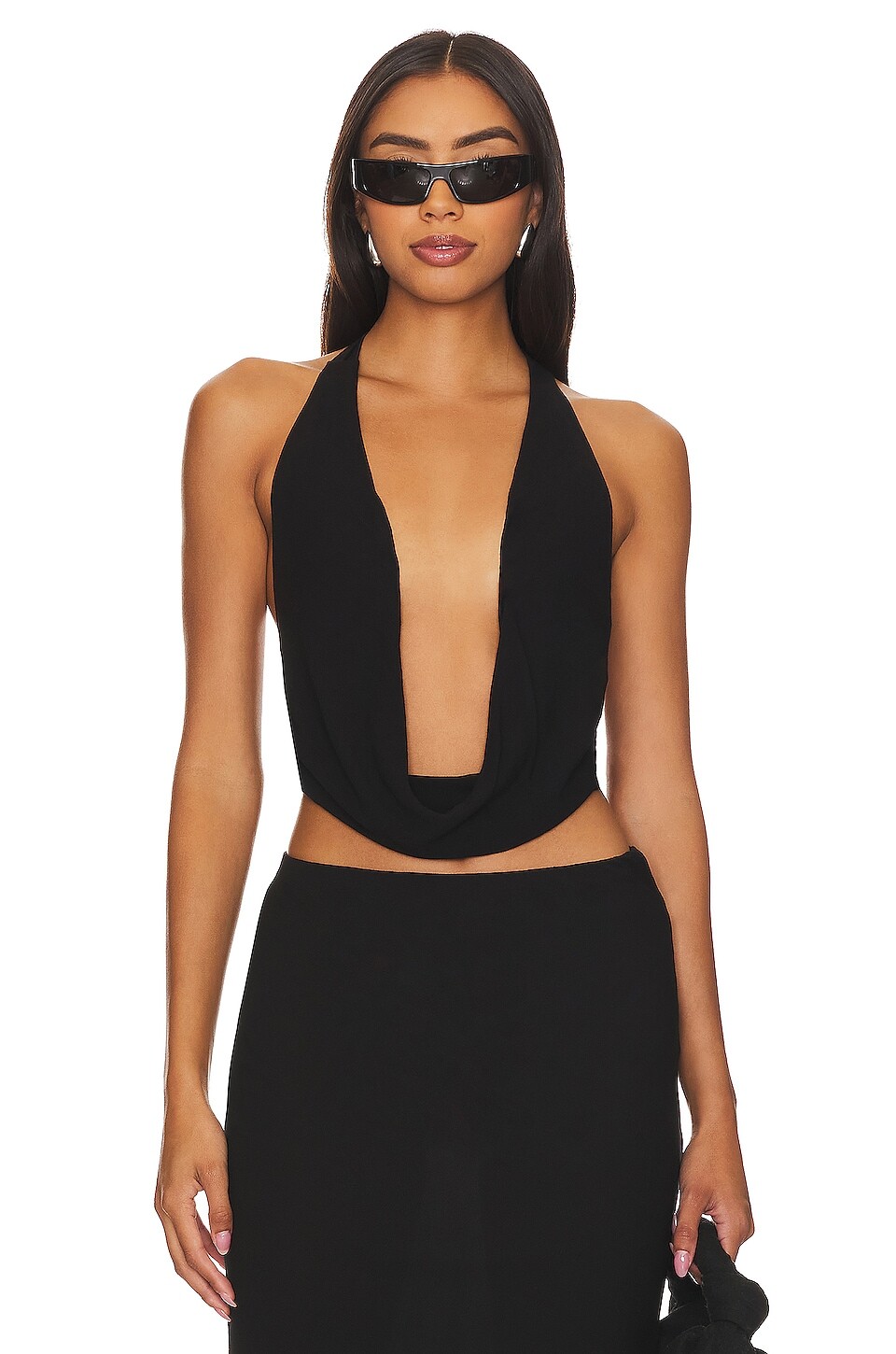

Топ Indah Eres Cowl Neck Halter, черный