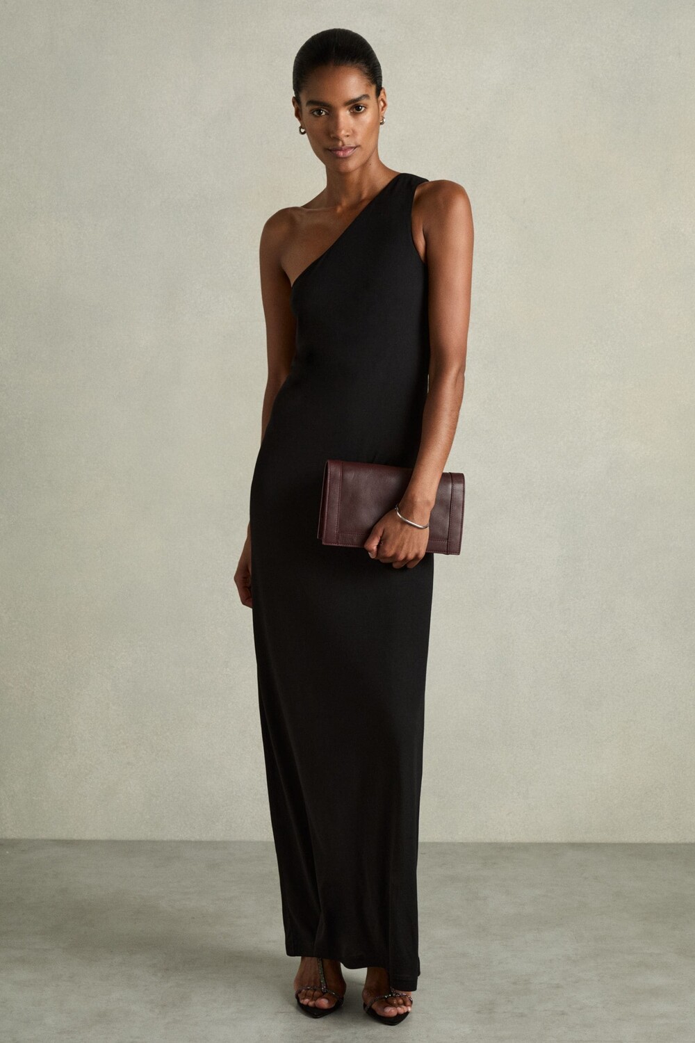 

Платье макси на одно плечо Morgaine из джерси Reiss, черный