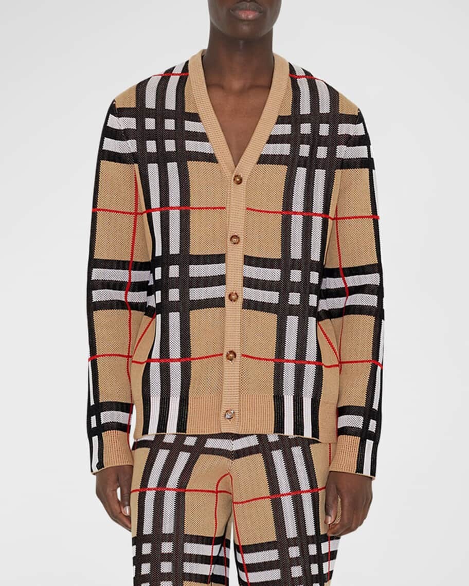 

Мужской вязаный кардиган Harriford в клетку Burberry, Коричневый