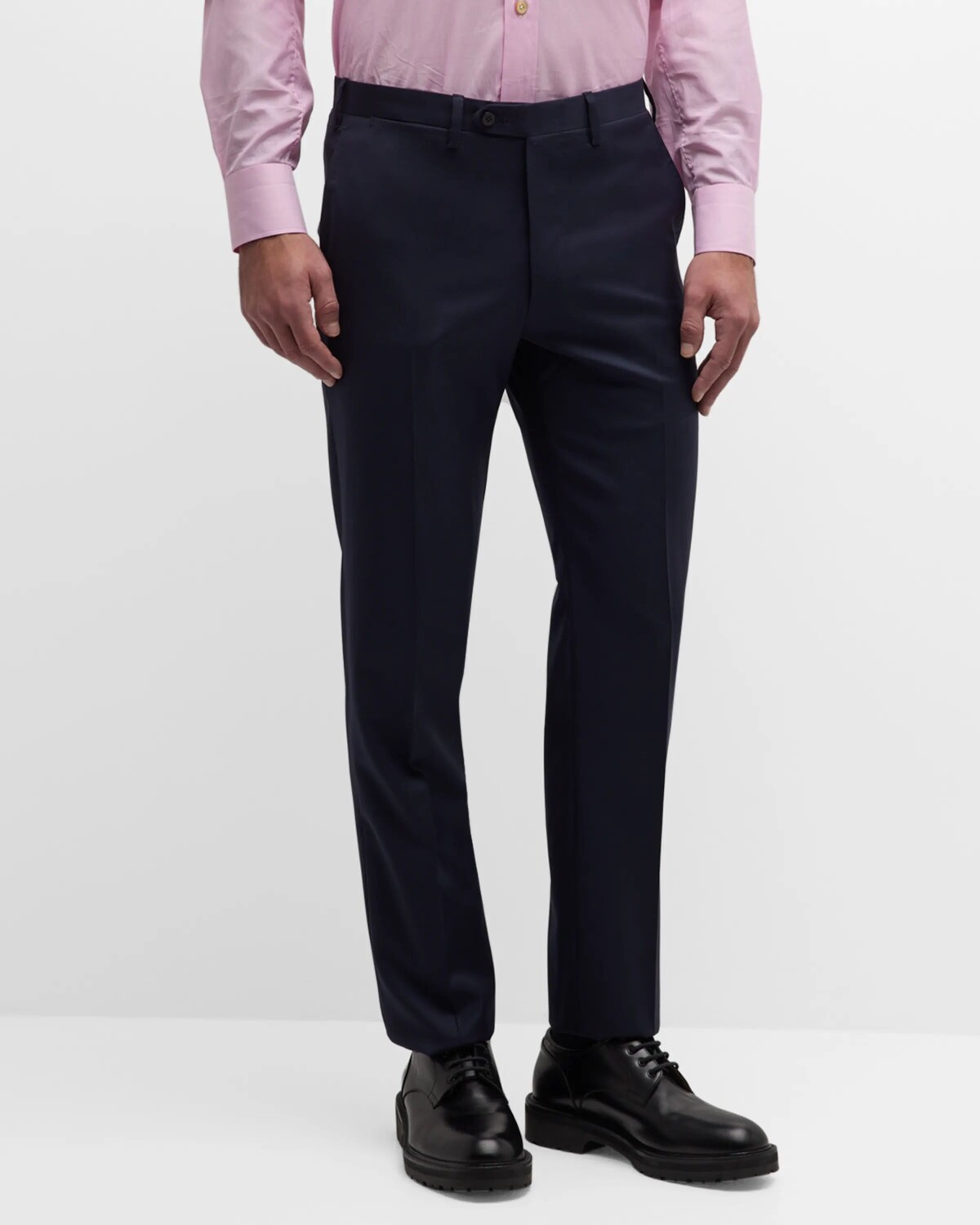 

Мужские однотонные брюки из твила Kiton, цвет Navy