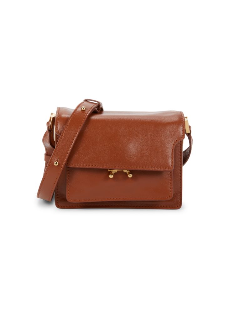Кожаная сумка через плечо Marni Marni, коричневый цена и фото
