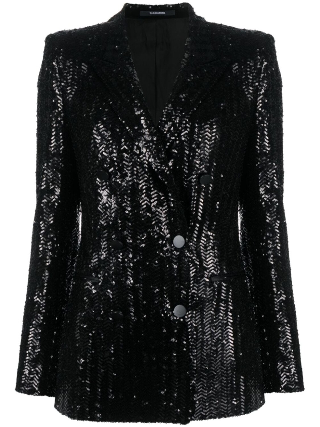 

Tagliatore sequinned herringbone blazer, черный