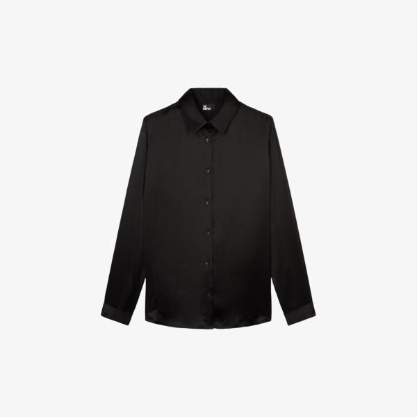 

Шелковая рубашка свободного кроя с пуговицами в тон The Kooples, черный