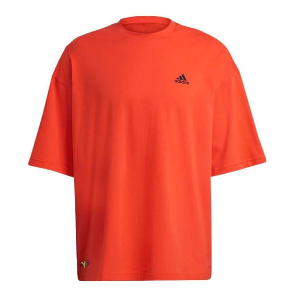 Футболка adidas Solid Color Logo Athleisure Casual Sports Round Neck Short Sleeve Couple Style Fluorescence Red, мультиколор