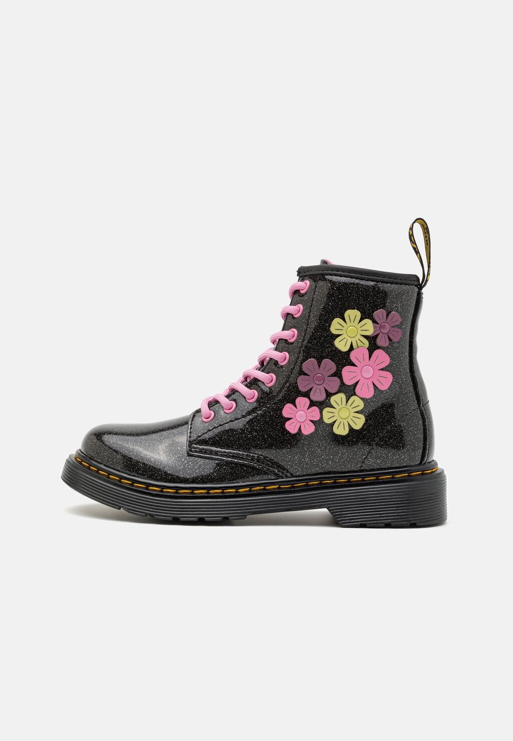 

Ботинки на шнуровке Dr. Martens, цвет black/mauve/pink/lime green