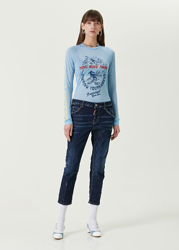 

Синие укороченные джинсовые брюки cool girl Dsquared2, Синий