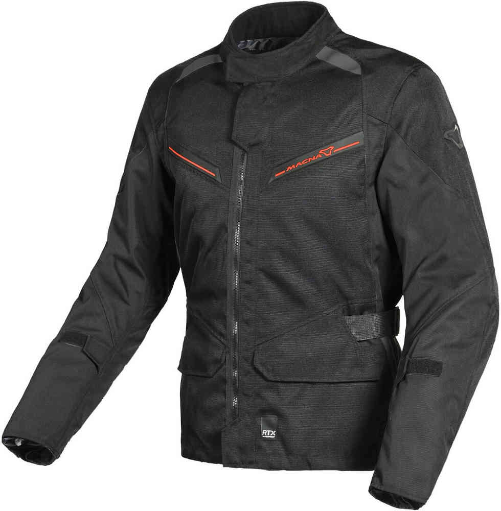 цена Водонепроницаемая мотоциклетная текстильная куртка из муранского стекла Macna, черный красный