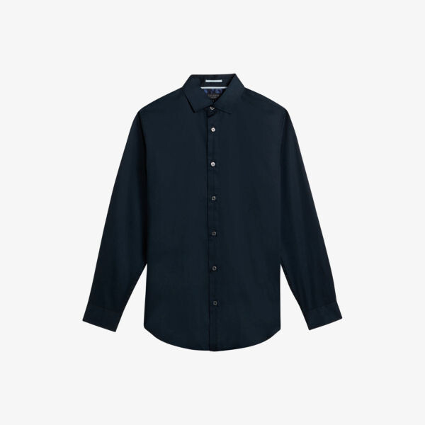 

Рубашка узкого кроя Witree из эластичного хлопка с длинными рукавами Ted Baker, темно-синий