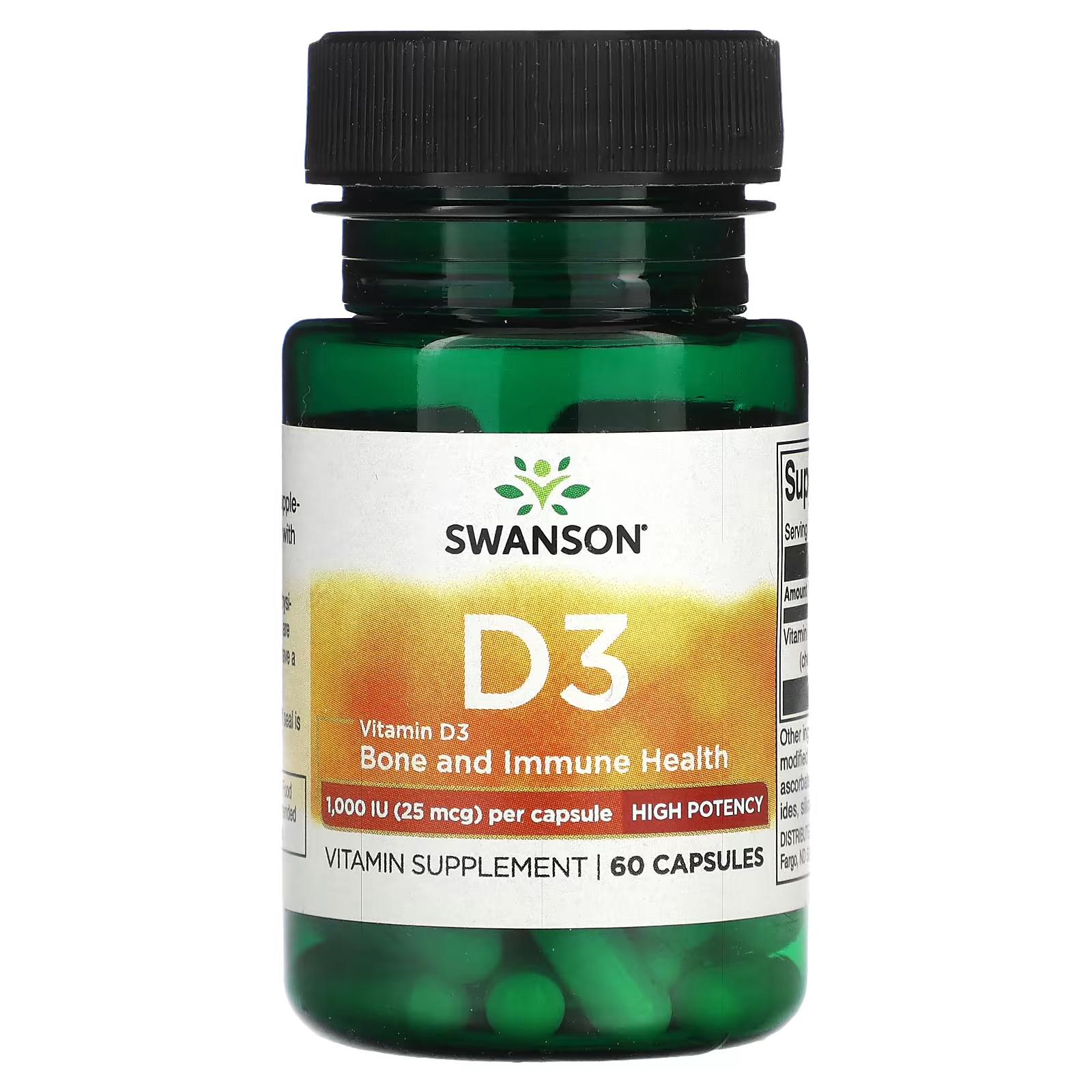 Витамин D3 Swanson высокой эффективности, 60 капсул