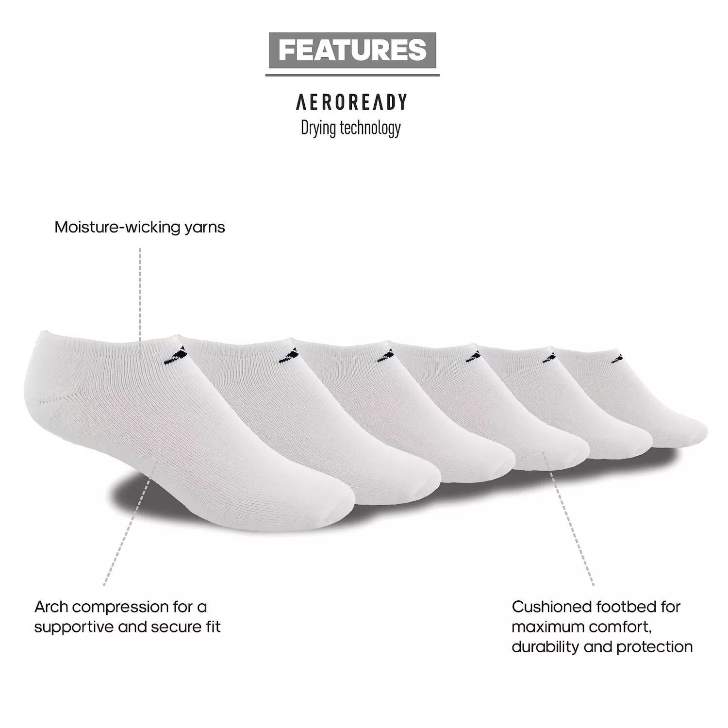

Набор из 6 спортивных мягких носков Big & Tall для нешоу adidas