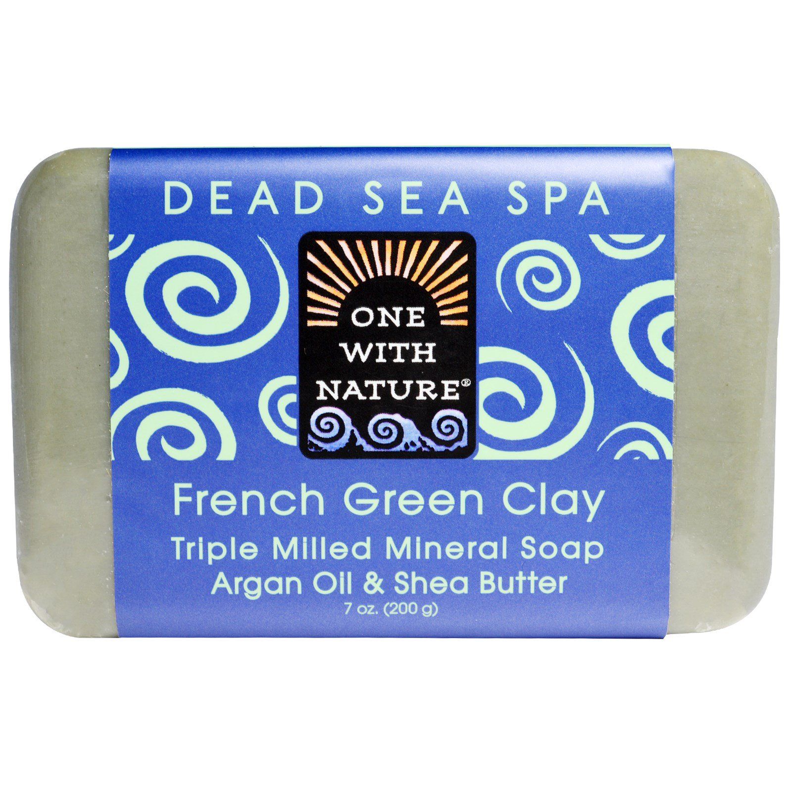 One with Nature Triple Milled Mineral Soap Bar French Green Clay 7 oz (200 g)