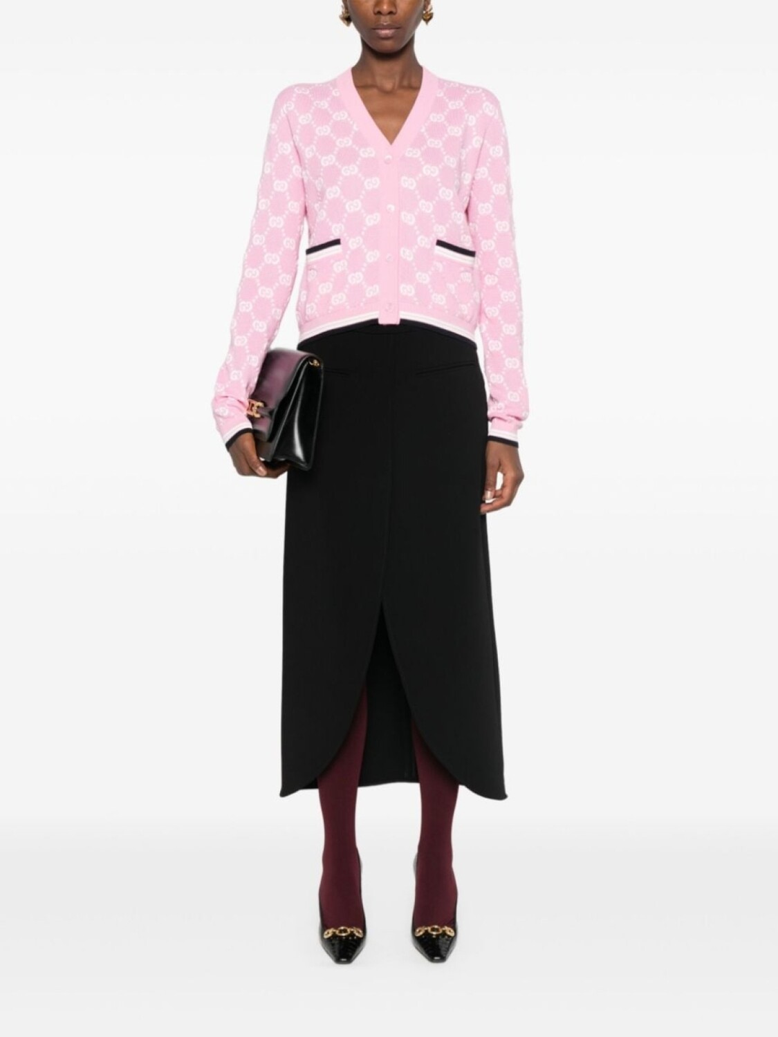 

Gucci кардиган с узором GG, розовый