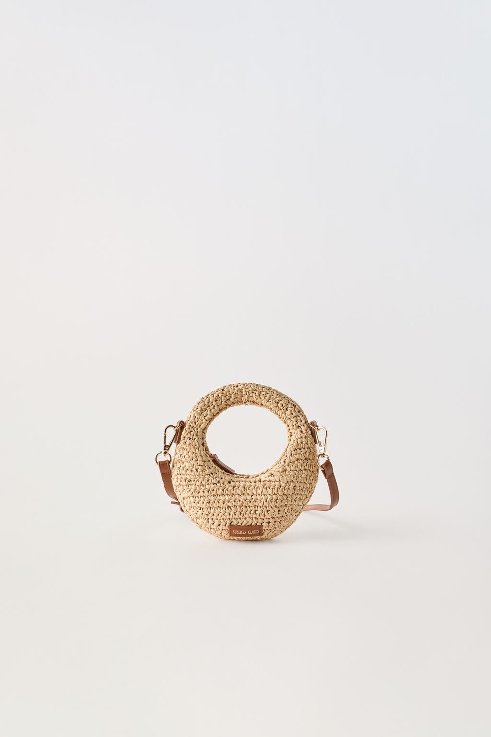 

Сумка через платье из рафии ZARA, экрю-белый