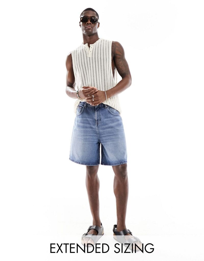 

Голубые джинсовые шорты стандартной длины ASOS DESIGN