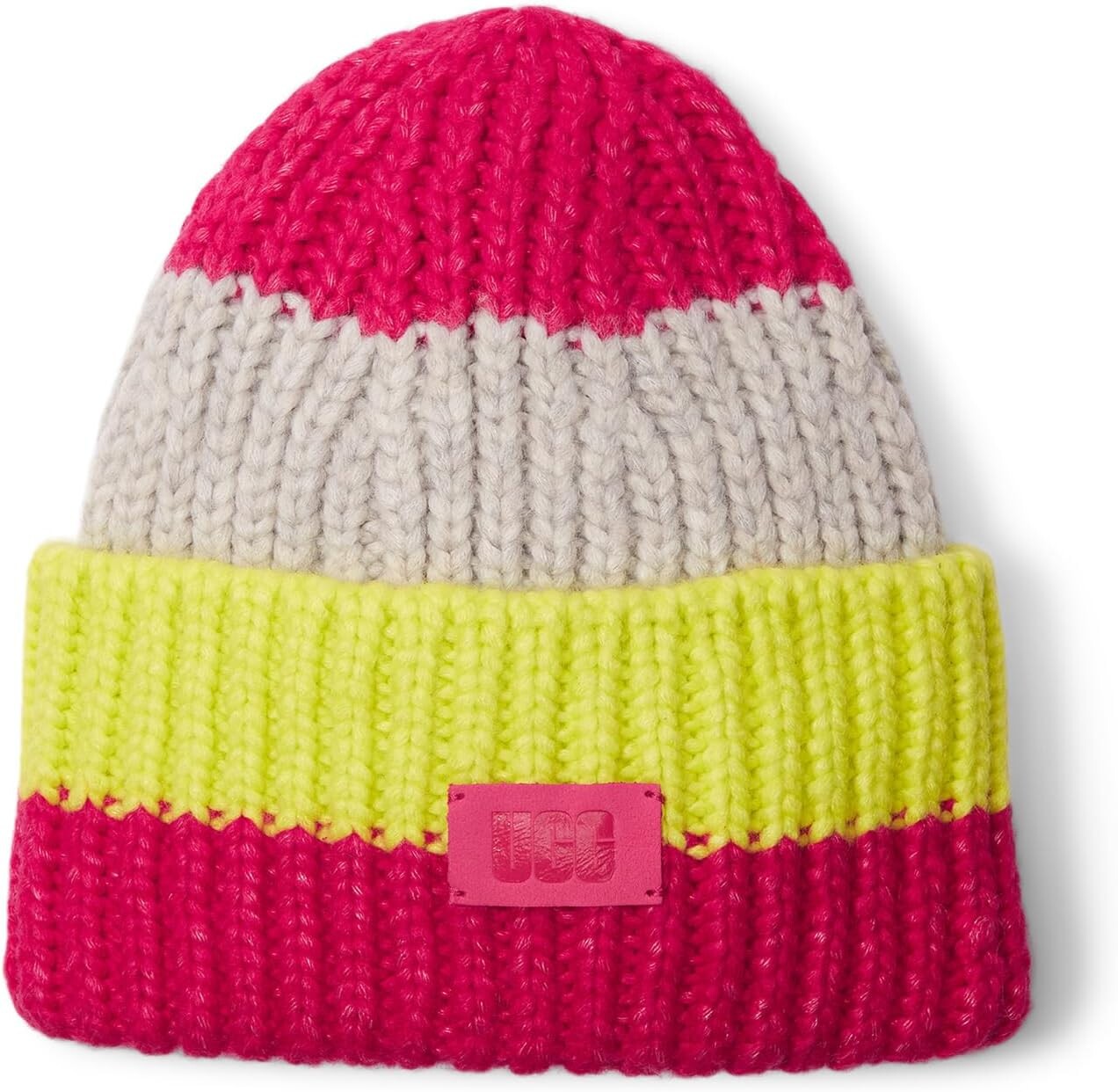 

Шапка Ugg Chunky Knit Rib Beanie, цвет Cerise Multi