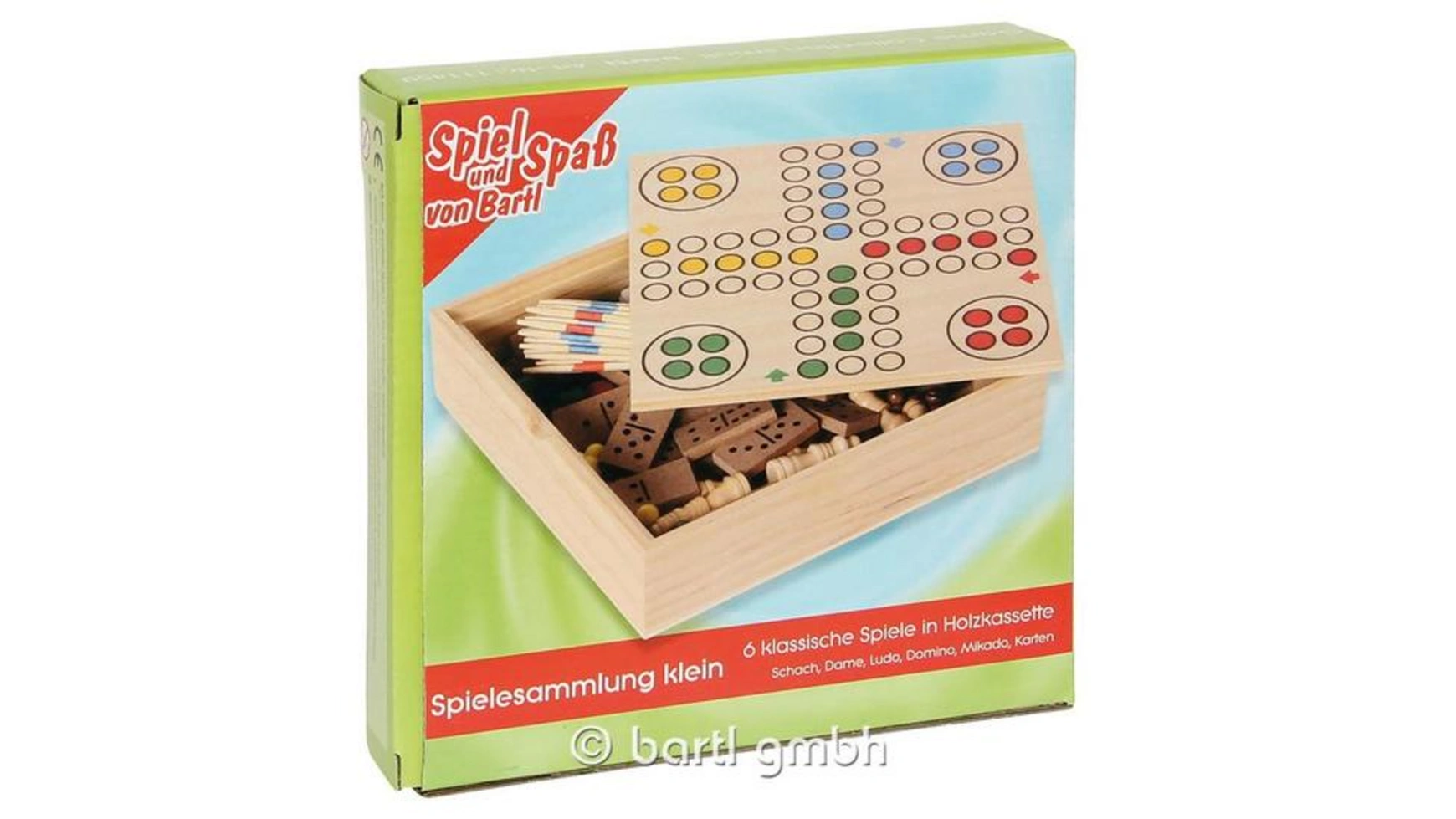 Маленькая коллекция игр Bartl домино в деревянной коробке