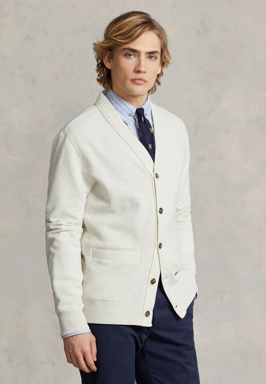 

Толстовка на молнии Polo Ralph Lauren Cardigan Long Sleeve, новый бежевый вереск, Серый